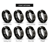 font options for inside engraving on black & gray pastry brush rings
