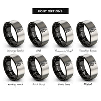 font options for inside engraving on black & silver pastry brush rings