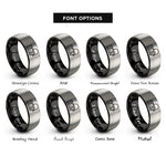 font options for inside engraving on black & grey patch cable rings
