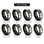 font options for inside engraving on black & grey patch cable rings