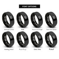 font options for inside engraving on black patch cable rings
