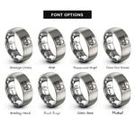 font options for inside engraving on grey patch cable rings