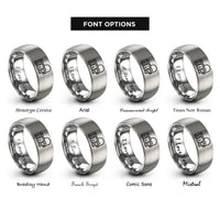 font options for inside engraving on grey patch cable rings