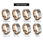 font options for inside engraving on rose gold & silver path heart rings