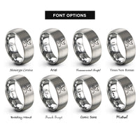 font options for inside engraving on gray pathway curve dove rings