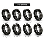font options for inside engraving on black & gray pattern paper roll rings