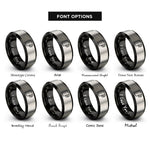font options for inside engraving on black & silver pattern paper roll rings