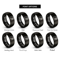 font options for inside engraving on black pattern paper roll rings