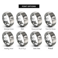font options for inside engraving on grey pattern paper roll rings