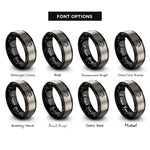 font options for inside engraving on black & gray pattern weights rings