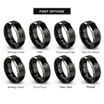 font options for inside engraving on black & gray pattern weights rings