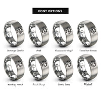 font options for inside engraving on grey pattern weights rings