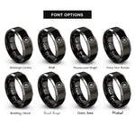 font options for inside engraving on black & gray pause circle rings