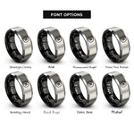 font options for inside engraving on black & gray pause circle rings