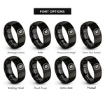 font options for inside engraving on black pause circle rings