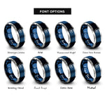 font options for inside engraving on blue & grey pause icon rings