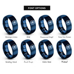 font options for inside engraving on blue pause icon rings