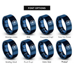 font options for inside engraving on blue pause icon rings