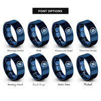 font options for inside engraving on blue pause icon rings