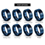 font options for inside engraving on blue pause icon rings