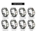 font options for inside engraving on silver pause icon rings