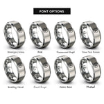 font options for inside engraving on grey pause icon rings