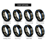 font options for inside engraving on gunmetal & blue pause icon rings