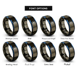 font options for inside engraving on gunmetal & blue pause icon rings