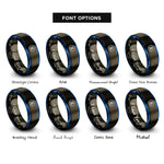 font options for inside engraving on gunmetal & blue pause icon rings