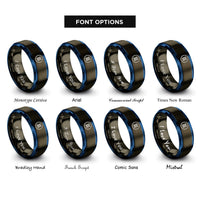 font options for inside engraving on gunmetal & blue pause icon rings