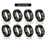 font options for inside engraving on gunmetal & blue pause icon rings
