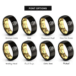 font options for inside engraving on black & gold paw bathtub rings
