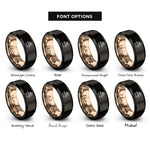 font options for inside engraving on black & rose gold paw bathtub rings