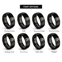 font options for inside engraving on black paw bathtub rings