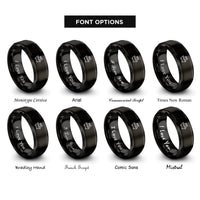font options for inside engraving on black paw bathtub rings