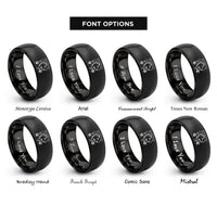 font options for inside engraving on black paw border hearts rings