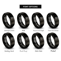 font options for inside engraving on black paw border hearts rings