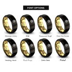font options for inside engraving on black & gold paw circle rings
