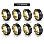 font options for inside engraving on black & gold paw circle rings