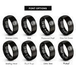 font options for inside engraving on black paw circle rings