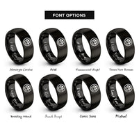 font options for inside engraving on black paw circle rings