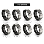 font options for inside engraving on black & silver paw compass rings