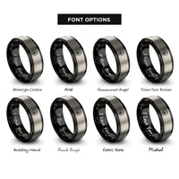 font options for inside engraving on black & gray paw compass rings