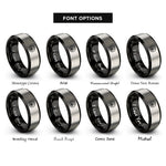 font options for inside engraving on black & gray paw compass rings