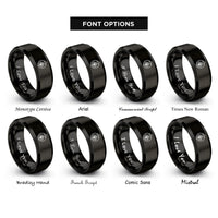 font options for inside engraving on black paw compass rings
