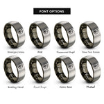 font options for inside engraving on gunmetal & grey paw compass rings