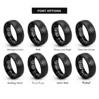 font options for inside engraving on black paw cross center rings