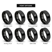 font options for inside engraving on black paw cross center rings