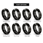font options for inside engraving on black & silver paw heart rings