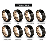 font options for inside engraving on black & rose gold paw heart rings
